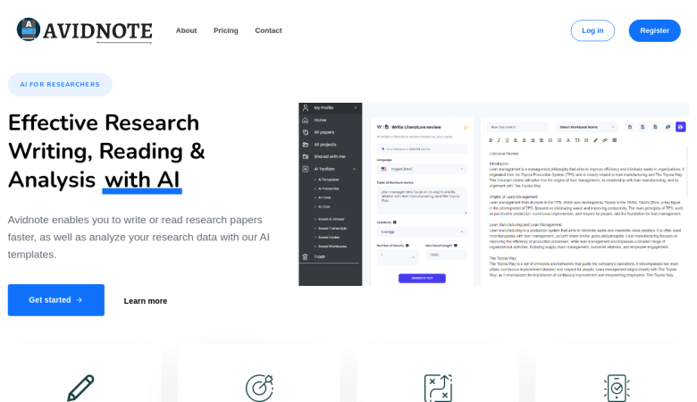 Avidnote: Accelerate Your Research Writing with AI Assistance