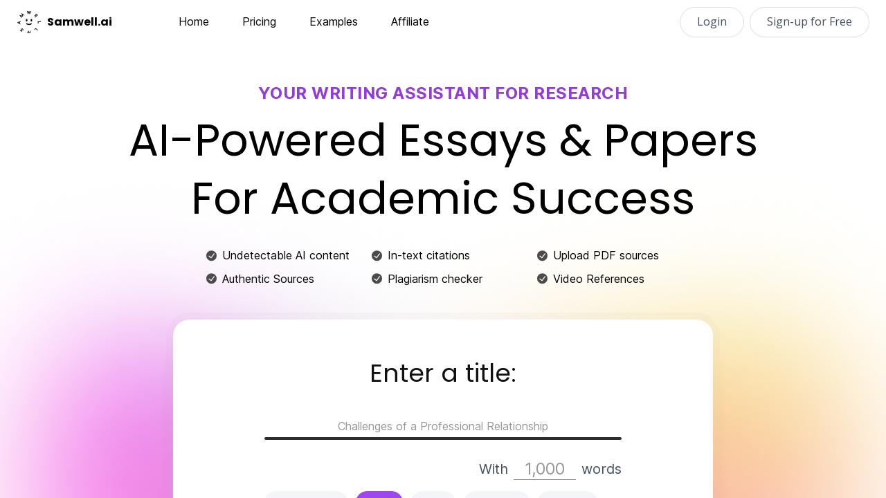 Samwell.ai: Simplify MLA Formatting for Academic Writing