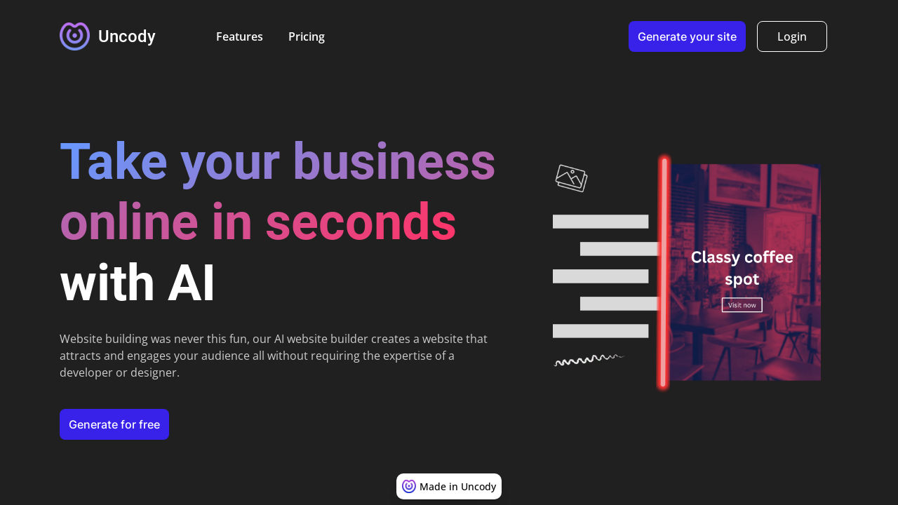 Uncody: Instant Online Presence with AI Website Builder