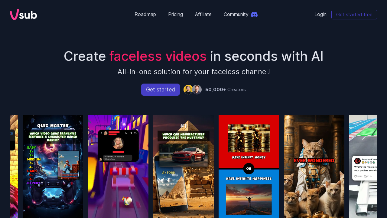 Vsub.io: AI Tool for Quick Faceless Video Creation