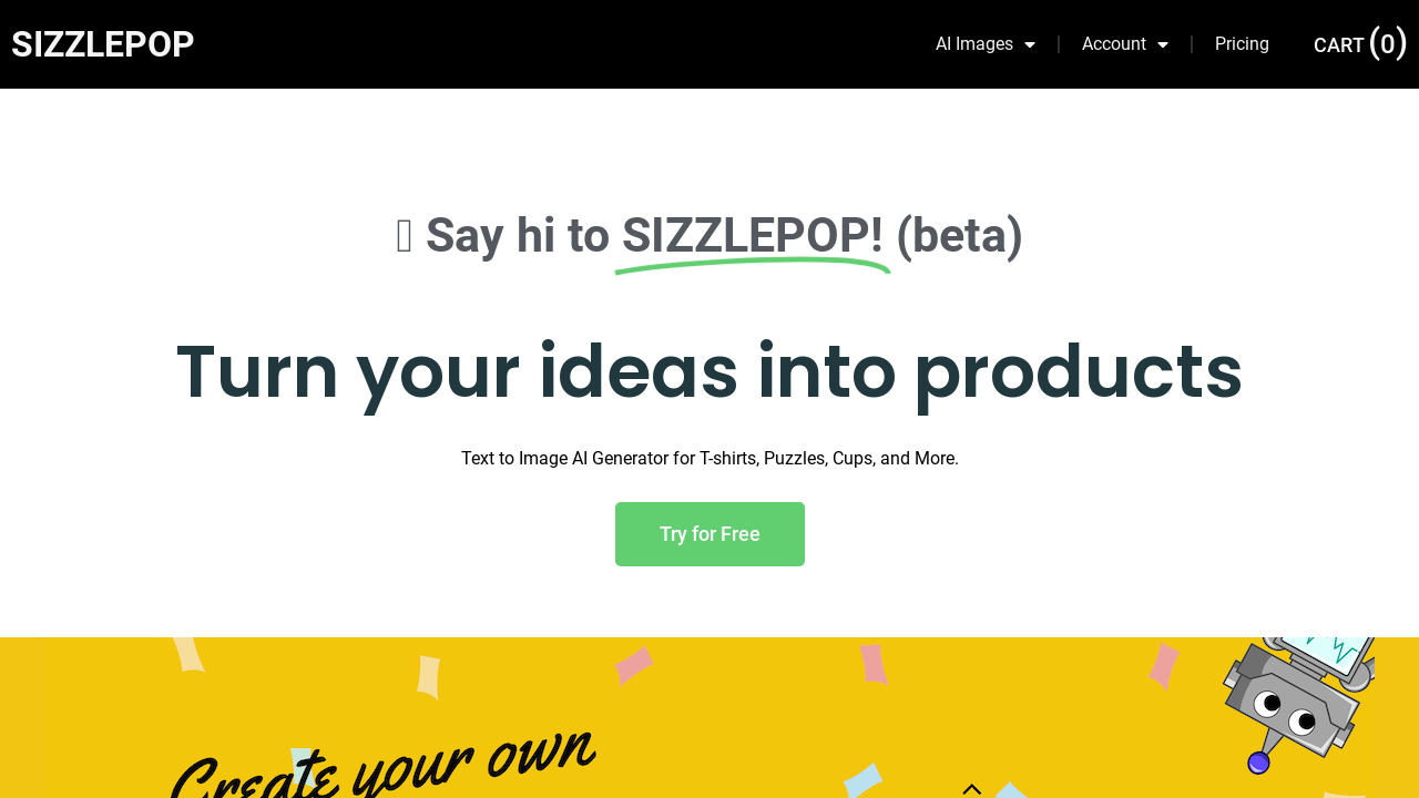 Sizzlepop AI: Custom Merchandise with AI-Generated Designs