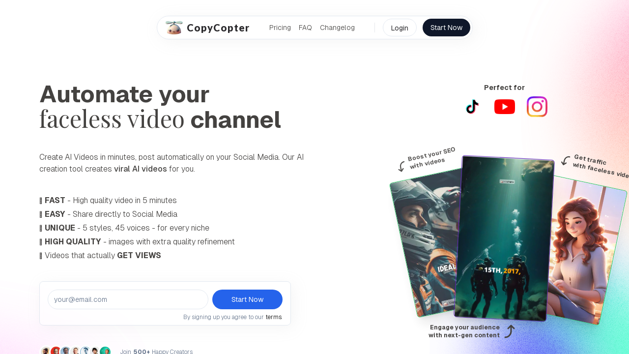 CopyCopter.ai: Create High-Quality AI Faceless Videos