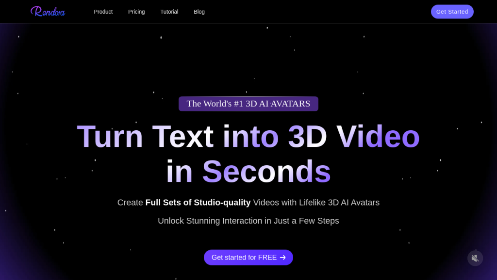 Rendora.ai: Transform Text Into Lifelike 3D Videos