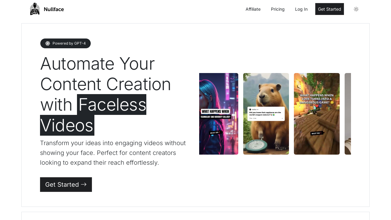 Nullface.ai: Faceless AI Video Creator for TikTok, YouTube
