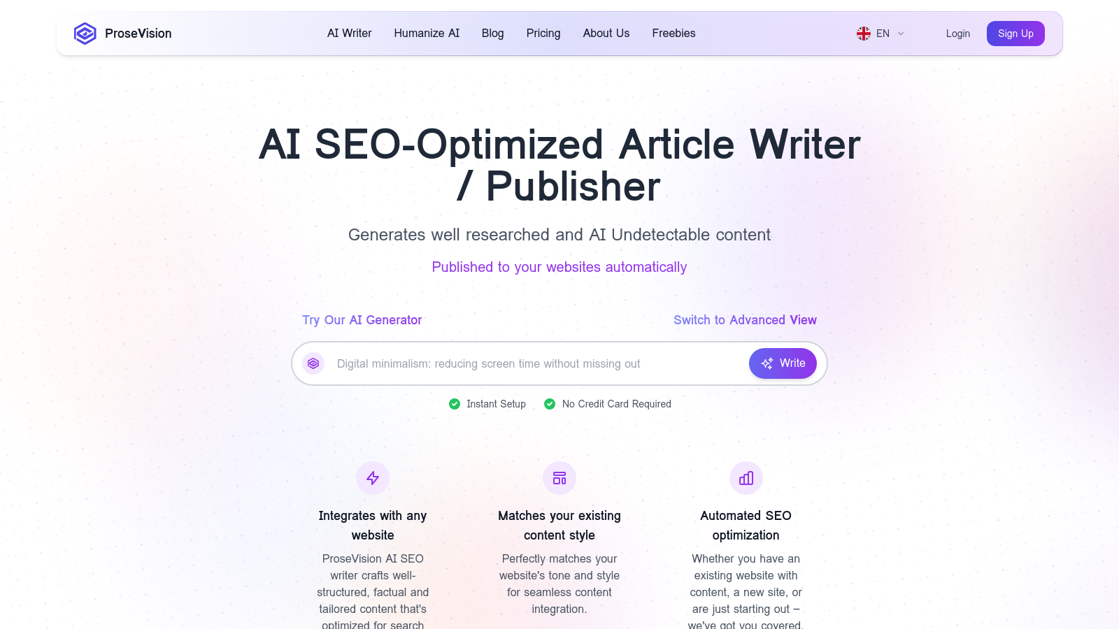 ProseVision: AI SEO Content Tool for Undetectable Writing
