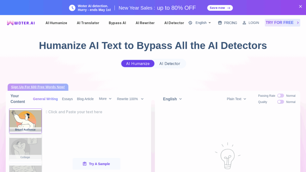 WoterAI: Humanize AI Text While Bypassing Detection Systems