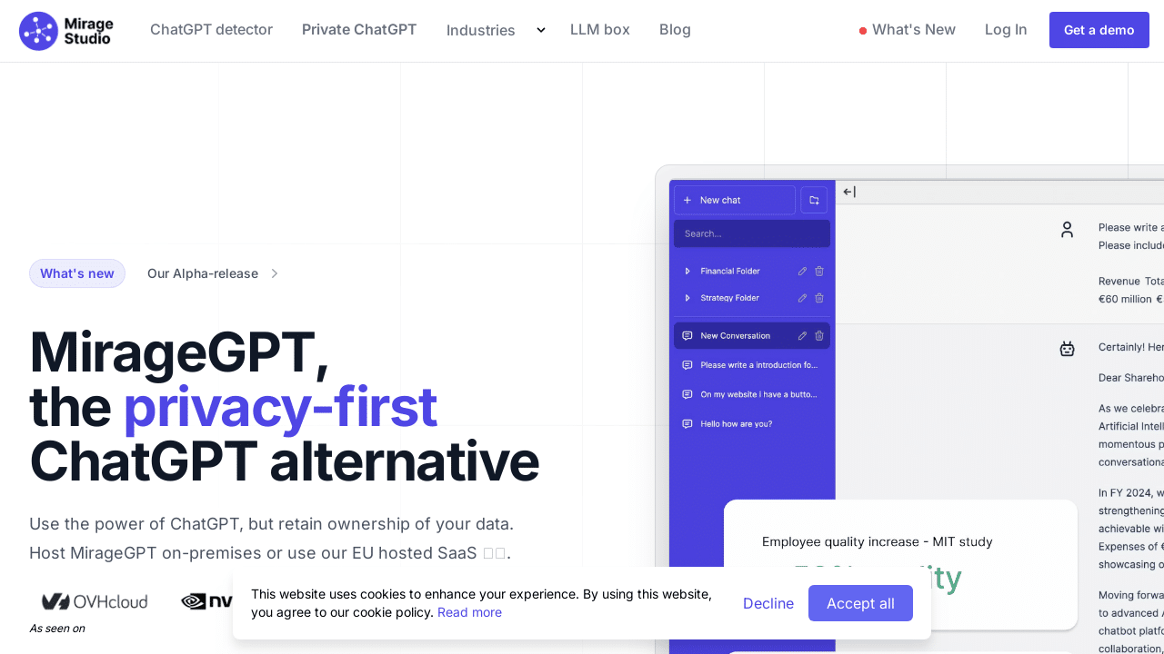 MirageGPT: Private AI Platform for Secure Enterprise Data