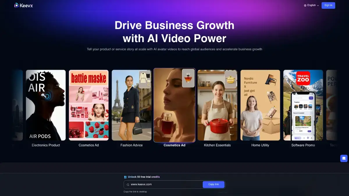 Keevx review 2026 dashboard showing AI video ad generation interface