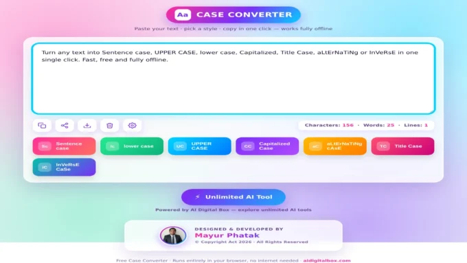 Free case converter tool to change text case online